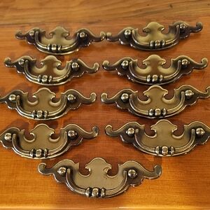 Set of 9 Vintage Brass Drawer Pulls Set